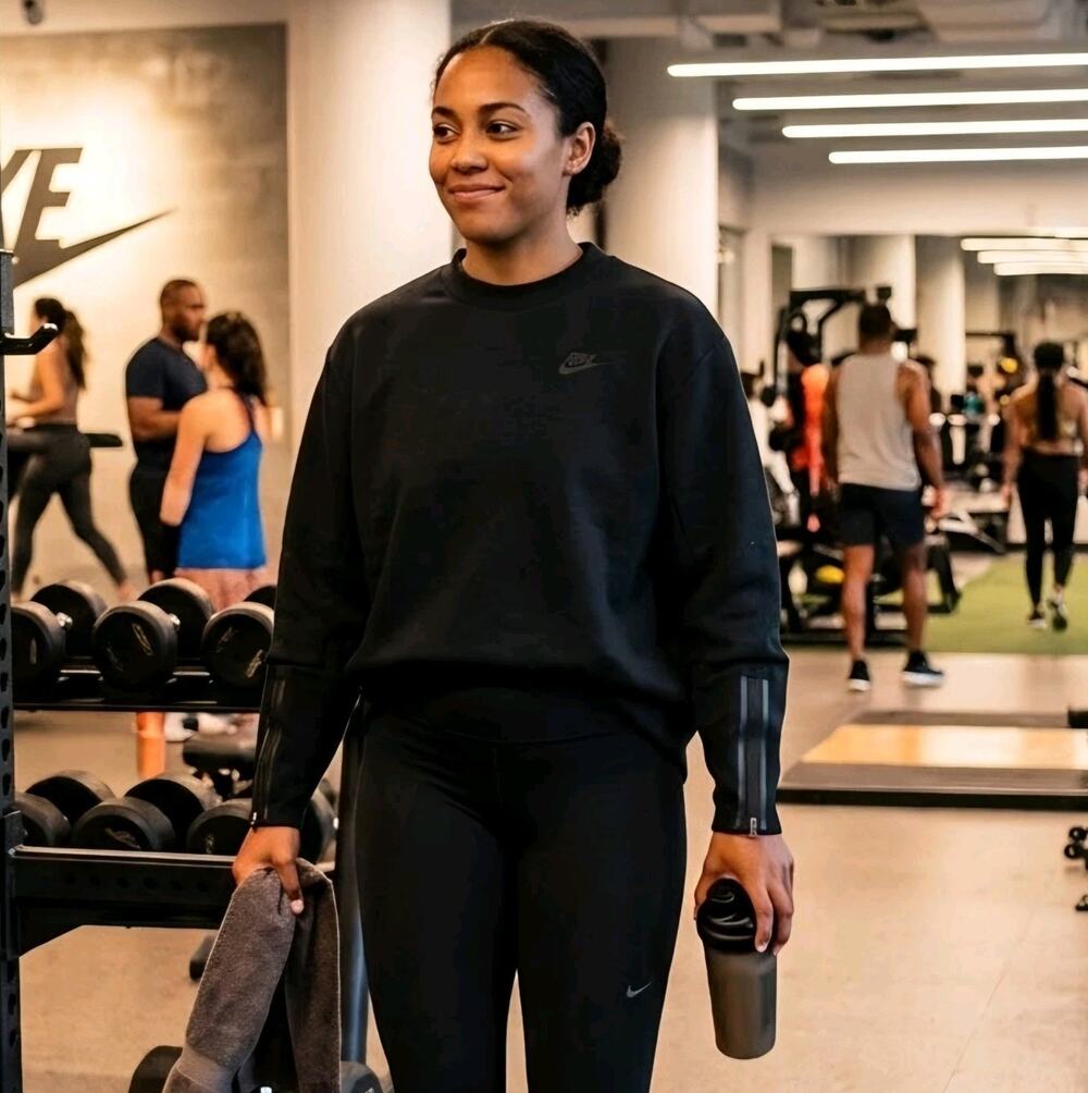 NWT Nike Tech Fleece Oversized Crewneck Sweatshirt Black Women XL DD5626-010